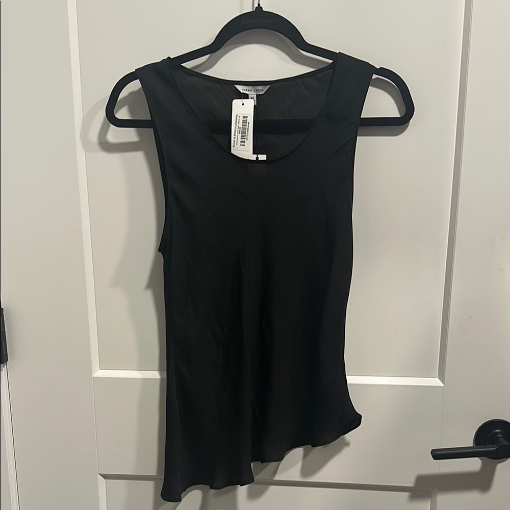 Elegant Black Sleeveless Asymmetrical Top